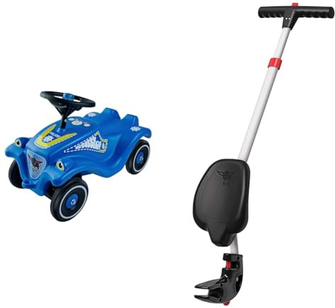 Big-Bobby-Car Classic Police - Kinderfahrzeug mit Aufklebern im Polizei Design & ge - 4-Fach höhenverstellbare Schiebestange