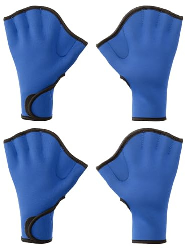 PATIKIL Swim Gloves, 2 Pair Webbed Swimming Gloves Aquatic Fitness Water Resistance Swim Hand Paddles for Women and Men Water Aerobics, XL, Dark Blue/Black