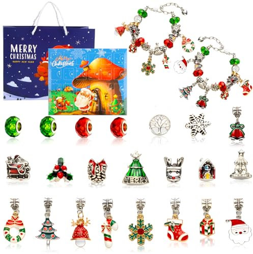 Weihnachtskalender Schmuck Basteln, SilverChry Adventskalender Kinder 10 Jahre Madchen Basteln, Adventskalender Schmuck, Stitch 2025, Überraschung, Rätsel (Blau)
