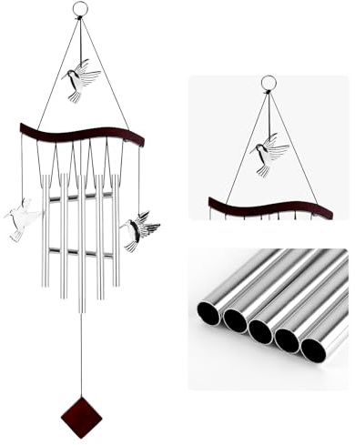 Campanelli Eolici Colibrì per Esterni, Decorativo Hummingbird Wind Chime con 7 Tubi in Alluminio Girandola a Vento a Forma Colibrì per Mamma Nonna Giardino Patio Casa Decorazione da Appendere