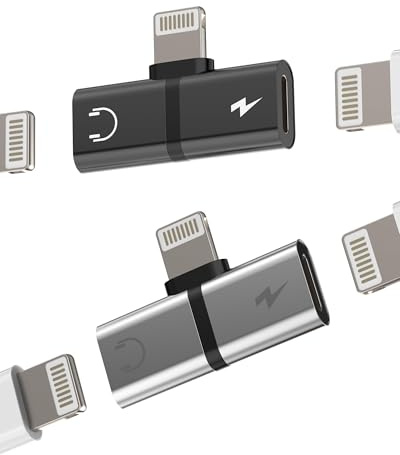 Lightning Jack Adapter for iPhone 11 12 13 14 Pro for iPad (Pack of 2) Headphone Jack Connector Charger to Aux Audio for Apple Split Cable Earphone Port Accessory Car Tablet AUX