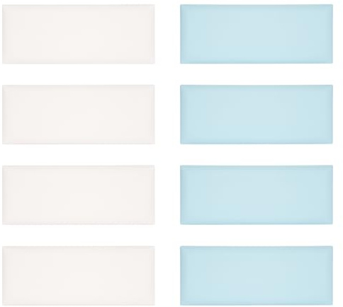 8 Pcs 3D Anti-Collision Wall Padding for Kids, 7.87''D×19.69''H Peel and Stick Headboard Upholstered Wall Panels, Nursery Decor Wall Padded, 3D Wall Stickers for Playroom (Beige + Wearable Dark Blue)