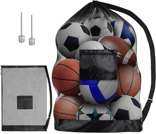YFPOPONE Netzbeutel Groß, 72 * 100cm Netztasche Mit Luftpins, Ballnetz Für Ball Aufbewahrung, Basketball Tasche Mit Kordelzug, Wasserdicht Balltasche Fussball Für Fußballtraining