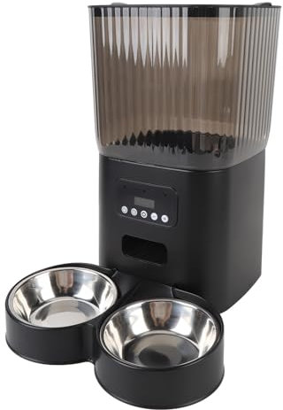 Automatic Cat Feeder, 5L Timed Pet Dry Food Dispenser Cat Feeder with Button Control, Feeder Bowl, Smart Cat Feeders Feeding Meals for Indoor Cats and Small Dogs (Dual Bowls)