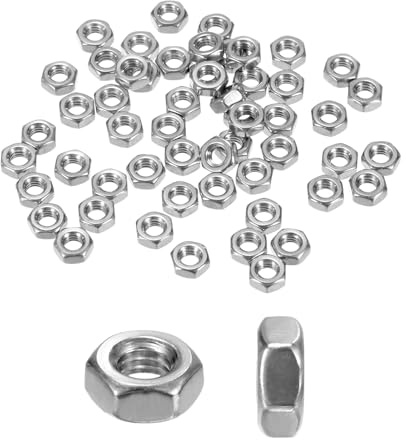 M METERXITY 50er-Pack Metrische Sechskantmuttern M4 x 0,7mm Gewinde | Sechskantmutter Metrische Muttern, Edelstahl, Für Maschinen/Automobil/Reparatur/Industrie
