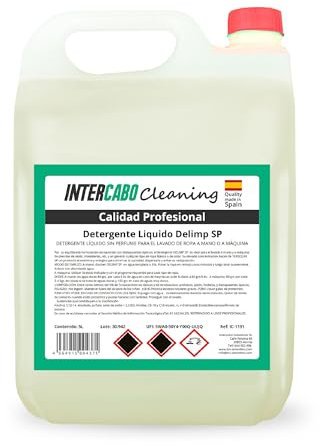 Detergente Líquido Lavadora Universal Sin Perfume 5L • Lavado Profesional de Ropa Blanca y de Color • Apto para Pieles Sensibles • Sin Fragancia Añadida • Para Lavado a Mano o a Máquina