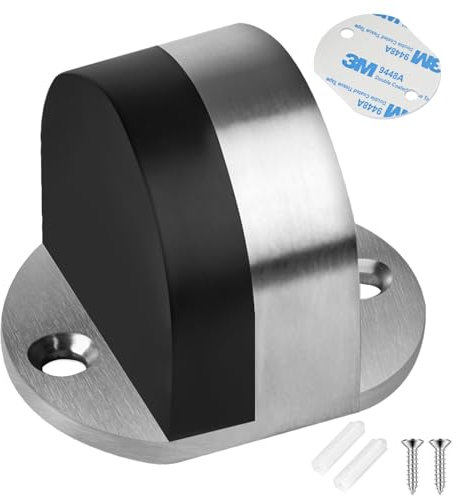 MOXYOY Floor Door Stopper, Stainless Steel Adhesive Door Stop Floor Mounted with Screws and Self-Adhesive Pads for Home & Office