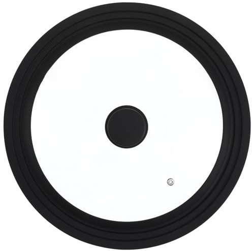 KOCKSHION Universal Pot Lid and Pan Cover 22-26cm Tempered Glass with Black Silicone Rim, Replacement Kitchen Lid for Cookware and Wok, Compatible with Saucepan and Frying Pan