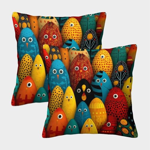 kaiyun 2 Pack Holiday Egg Pattern Pillow Case 3D Printed Cushion Box Suitable for Home Living Room Decoration Car Pillow Case 50x50cm