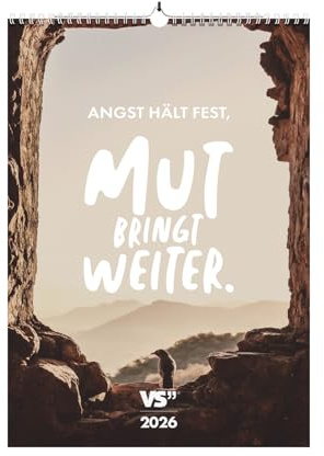 Visual Statements – Best of VS Monatswandkalender 2026 – A3 Wandkalender mit 12 inspirierenden Zitaten – Spiralbindung – Monatsübersicht mit Kalenderwochen