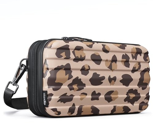 stardis Unibag Crossbody-Umhängetasche mit Schultergurt Mini-Koffer Hartschale wasserabweisend mit Innentaschen Reißverschluss Kosmetiktasche Handtasche in Kofferform (Leo-muster)