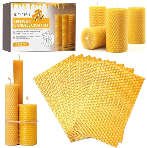 Auzlya 10 Stück Bienenwachsplatten,Kerzen Selber Machen Set | Bienenwachsplatten für Kerzen,Bienenwachskerzen,natürliche Kerzenherstellung,Zur Basteln Weihnachtskerzen