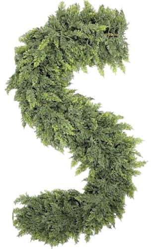Guirnaldas de Navidad, guirnaldas de Pino de Norfolk Realista de 150 cm, de vegetación de Cedro Real para Mesa, Manto, Pared, Interior, Decoraciones navideñas al Aire Libre