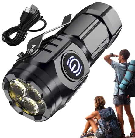 Bright Flashlight - 5 Modes Rechargeable Flashlight,Waterproof Light Portable Bulb Lamp for Night Fishing Travel Hiking Boat Survival Outdoor