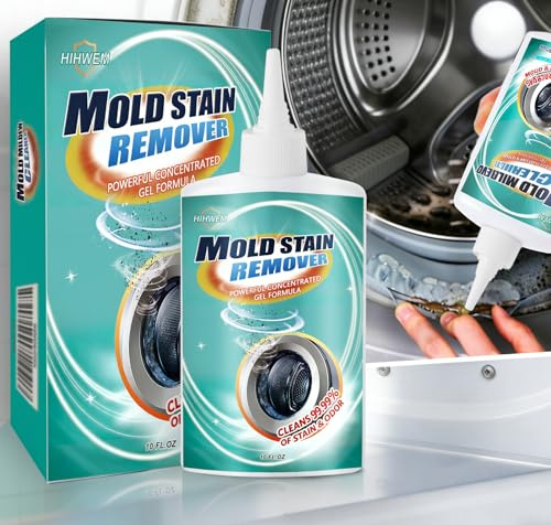 HIHWEM MoldStain Remover Gel, Washing Machine Seal Cleaner for Front Load Washer, Tiles Grout Cleaner Bathroom Cleaning Home Kitchen Sinks Caulk Cleaning, 10 Oz