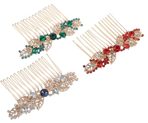 Gogogmee 3 Piezas Peinetas de Metal con Flores y Rhinestones Accesorios para Peinados de Novia y Damas de Honor Peinetas Laterales de Aleación para Estilizar y Sujetar Mechones Bodas y