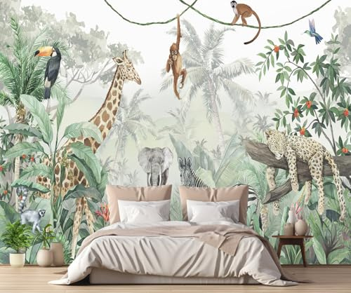 MIWEI Wallpaper Papier Peint Panoramique Animal De La Jungle | Papier Peint Intissé 3D Tapisserie Murales Chambre Salon -ADD03-310cmX250cm