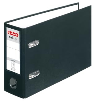 Herlitz Ordner Kunststoff A5 quer 75mm schwarz (schwarz, 5 Stück | A5 quer)