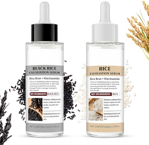 Peel Shot Glow Rice Ampoule Duo, 2 st vit & svart rice ampoule, rispeeling serumansikte, fuktkräm för ansiktet, porrengöring, pormaskborttagare