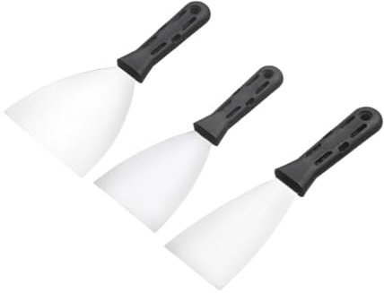 Set 8 Spatole in Acciaio Inox – 3 Misure (4, 6, 10 cm) – Manico Ergonomico in Plastica con Foro – Ideali per Stucco, Rasatura e Fai da Te