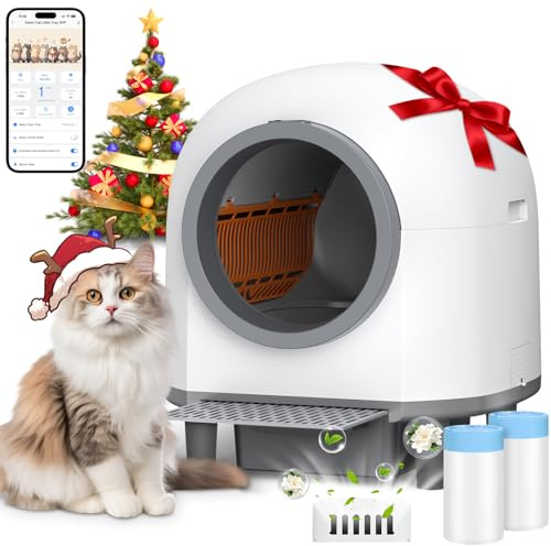 RWSRW Automatisches Katzenklo mit App, 80L Selbstreinigende Katzentoilette