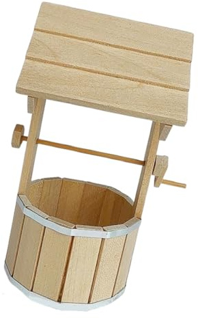Modèle de puits en bois fait à la main avec pompes à eau mobiles, figurine de puits miniature pour maisons de poupées réalistes, aménagement paysager de jardin, modèle de seau en bois miniature