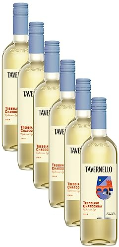 Tavernello Trebbiano Chardonnay Rubicone IGT, Ausgewogen und Duftend, 12% Vol, Packung mit 6 Flaschen à 750 ml