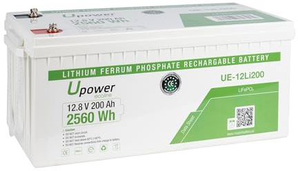 Batería de Litio LiFePO4 de 12V 200Ah, Ciclo profundo 3000 al 100% / 12.8V 2560Wh