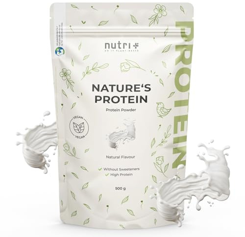 Nutri + Eiweißpulver Neutral ohne Süßstoff 500 g - 83% Eiweiß - Proteinpulver laktosefrei - als Shake oder zum Backen - Natures Protein Pulver