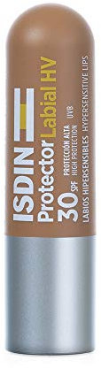 ISDIN Protector Labial HV SPF 30, Para Labios Hipersensibles al sol, Nutre en profundidad sin engrasar, Sin Color, 1 Unidad (Paquete de 1)
