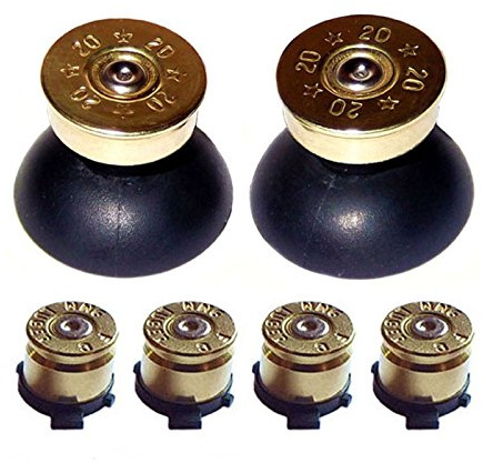 PS4 replacement Gold Bullet Action Buttons & Thumbsticks for Playstation 4 Controller (UK Company)