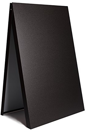 Homcom Tableau noir, panneau Trottoir, planche STOP CHEVALET, affichage, Support, métal BLACK