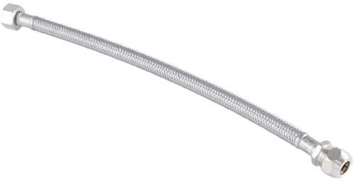 SCHELL 102000699 Armaturenanschluss , Anschlussschlauch flexibel, Clean-Fix S , Schlauch mit Edelstahl Drahtumflechtung, 1x Überwurfmutter 3,8“ IG, 1x Quetschverschraubung Ø10 , Länge 300mm, Chrom