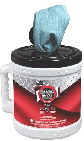 Tork ShopMax Heavy Duty Centerfeed Dry Wipe Bucket Blue W22, High Absorbency, 2 x 200 Wipes, 450340
