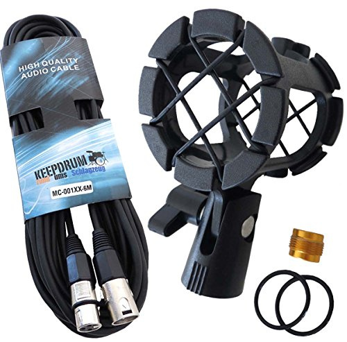 keepdrum PCMH1 Spinne elastische Halterung Shockmount + 6m XLR Mikrofon-Kabel