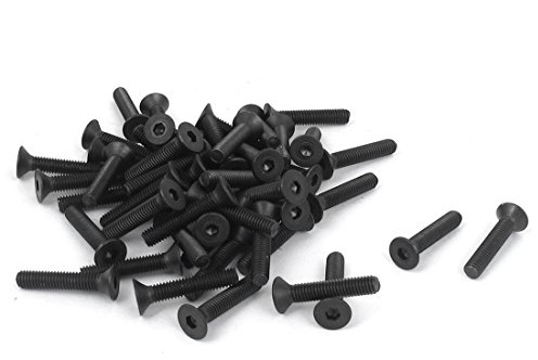 sourcing map M3 x 16mm Tornillo Métrico hexagonal Enchufe avellanado Cabeza plana pernos negro 50PCS