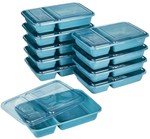 GoodCook Meal Prep, 2 Compartment BPA Free, Microwavable/Dishwasher/Freezer Safe, Teal