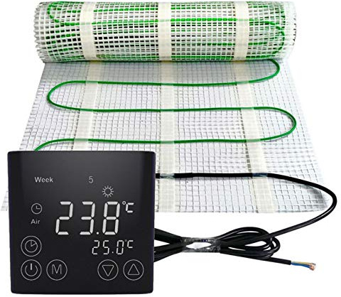 Riscaldamento elettrico a pavimento, 150 Watt per m², con termostato Touch nero, tecnologia TWIN JWS in diverse misure, dimensioni (m²): 3 m²