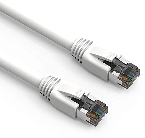 Nippon Labs Cable de red Ethernet Cat.8 S/FTP de 2 GHz 40 G, color blanco