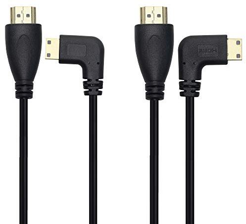 Mini-HDMI-auf-HDMI-Kabel, Mini-HDMI-Stecker 90 Grad links und rechts auf HDMI-Stecker, 50,8 cm, 2 Stück