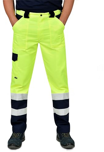 BWOLF Jinx Reflektierende Funktionshose Hose Arbeitshose Sicherheitshose Schutzhose Herren Sommer Arbeitshosen Herren (Gelb, XL)