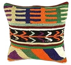 kelim kissen 40x40 cm handgefertigt kelim kissenbezug orientalische kissen kopfkissen viereckig dekorative bohemian kissenhülle dekokissen sofakissen zierkissen code A2485