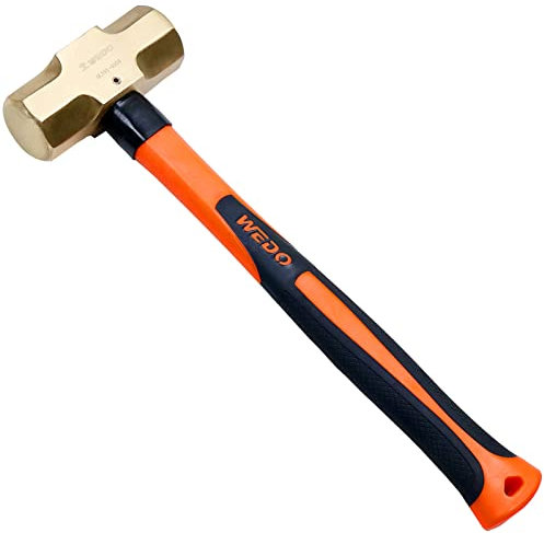 WEDO Fäustel,Nicht funkelnd Vorschlaghammer,Kopfgewicht 450g Abbruchhammer,Komfortabler Fiberglas-Stiel,aluminium bronze Stemmhammer,Länge 310mm,korrosionsbeständig,BAM/FM-Zertifikat