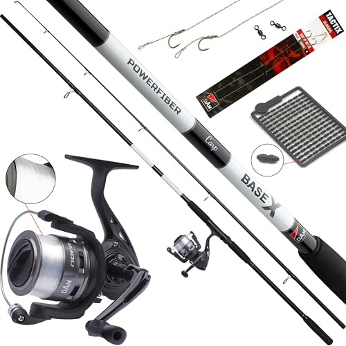 D-A-M Karpfen Set Carp-X - Angelset mit Karpfenrute 3lbs + Rolle (3,00 m), schwarz, weiß