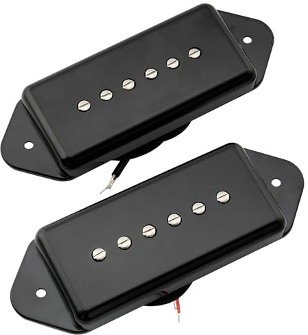 Artec ASA91 Alnico 5 P90 Dogear Single Coil Tonabnehmer Set Schwarz | Hals Steg Pickups,für E-Gitarre