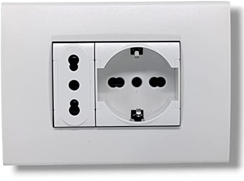 Cassetta Elettrica già pronta con shuko presa bipasso per incasso e con supporto esterno (Senza Cassetta Per 503 interna, Bianco)