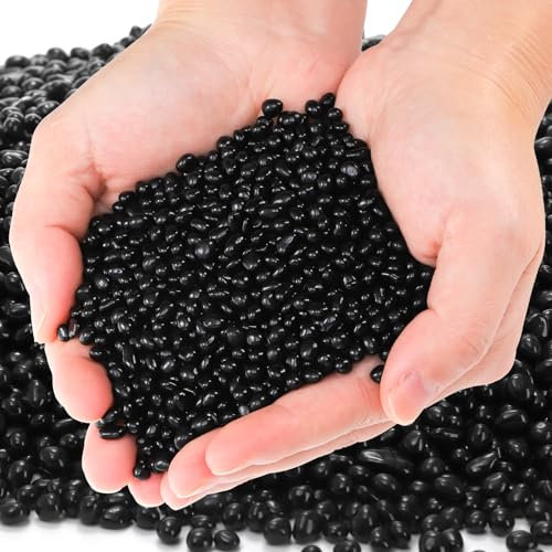SOUJOY 3 LB Small Aquarium Substrate Gravel Sand, Polished Smooth Fish Tank Gravel, Black Crystal Chip Stone, Natural Decorative Mini Pebbles for Potted Plant, Vase Fillers, Fish Tank Rock