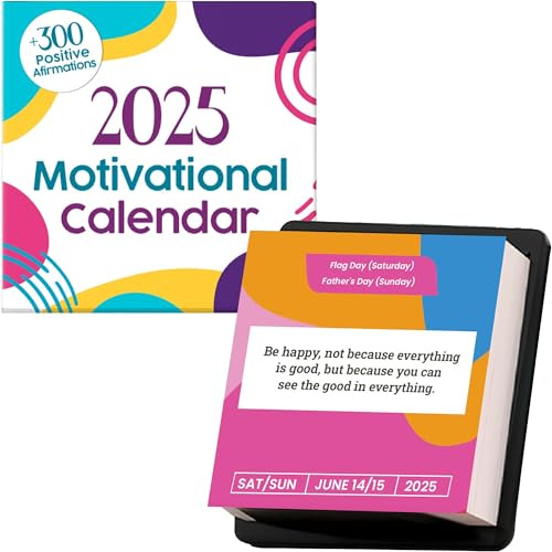 Calendario motivador 2025, incluye más de 300 citas y afirmaciones positivas, disfruta de todo un año de citas inspiradoras, frases y afirmaciones para el éxito, la felicidad y el crecimiento personal