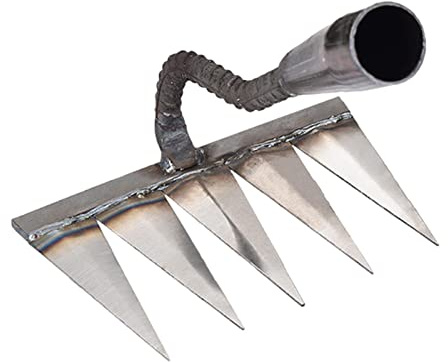 Rateau Jardin, Rateau de Désherbage 5 Dents en Acier, Outillage de Jardin à Main, Scarificateur Manuel Gazon, Houe Jardinage, Outils Jardinage pour Semer, Désherber, Ameublissement du Sol (sans bâton)