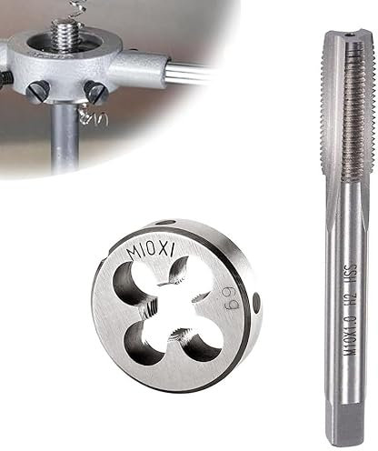 Filettatura Metrica e Maschiatura M10 x 1,0 mm, Metrico Maschi e Filiere, HSS Maschi a Mano, Dritto Scanalatura Macchina Tocca, Maschio per Filettare con Dado Tondo per Riparazione Dadi Bulloni